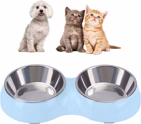 Ciotola multifunzionale per cani e gatti – Ciotola in acciaio per cuccioli, per cibo e acqua per cani e gatti – Ciotola universale per gatti domestici, ciotola per cibo e acqua (33 x 17,5 x 5 cm)