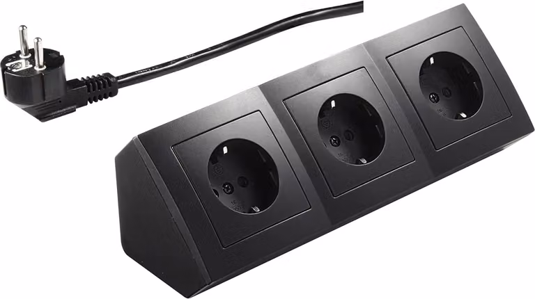Presa multipla McPower Flair 250V~/16A nera a 3 vie con cavo da 2 m + spina