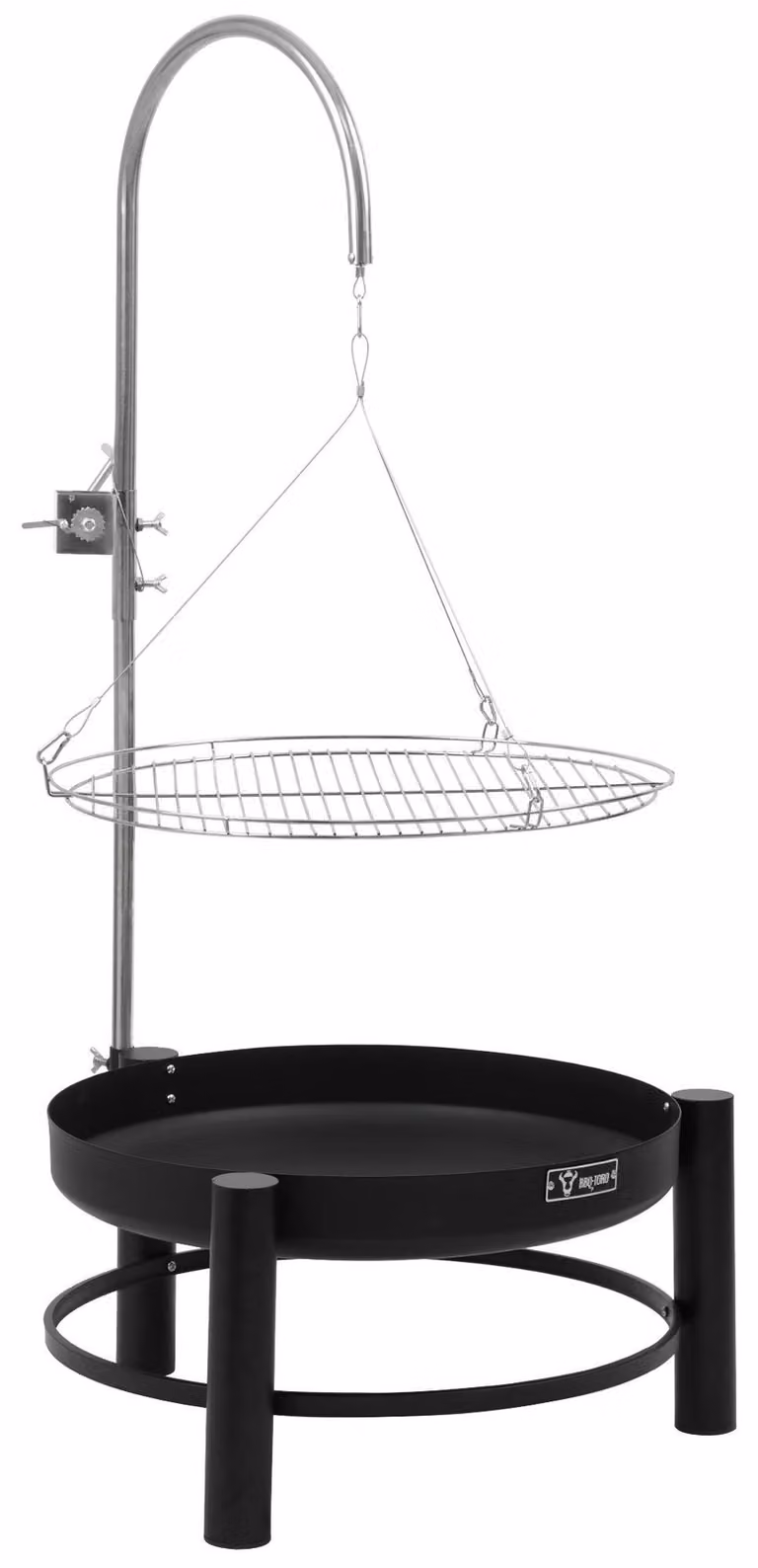 BBQ-Toro, barbecue a braciere girevole con vasca per il fuoco e griglia, diametro 61 cm, nero, barbecue a carbone, focolare