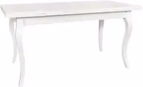 Tavolo provenzale allungabile in legno provenzale bianco con basamento dritto