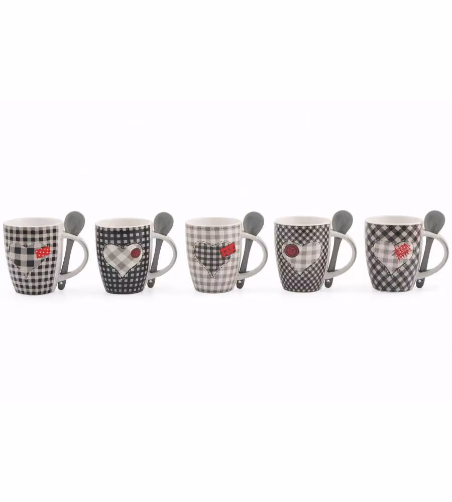 Tazza in Ceramica con Cucchiaino - Nero