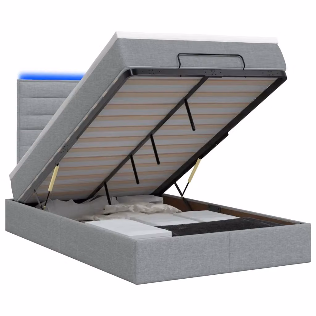 Letto Ottomano con Materasso Ibrido e Illuminazione LED vidaXL Grigio e Bianco L/P/H: 200 x 120 x 88 cm – 2