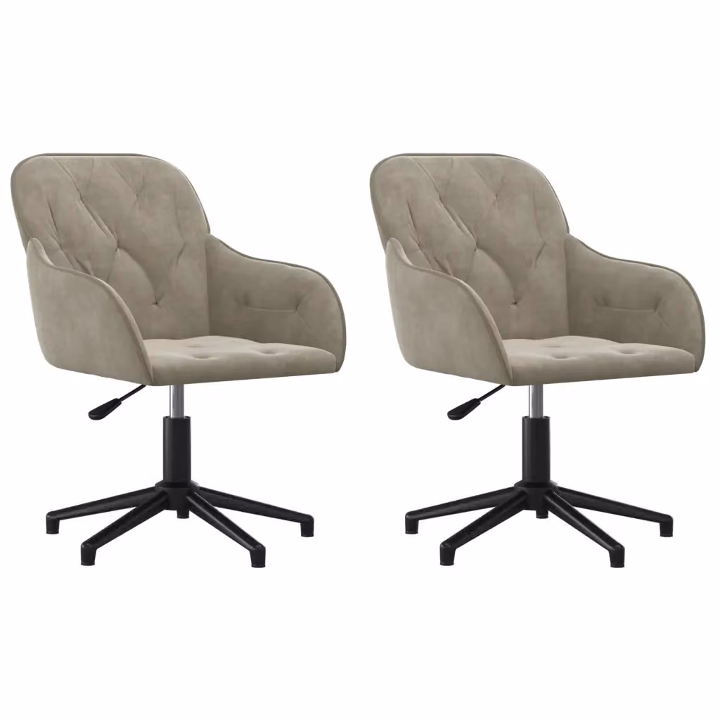 Set di 2 sedie da pranzo girevoli vidaXL in velluto grigio chiaro – 2