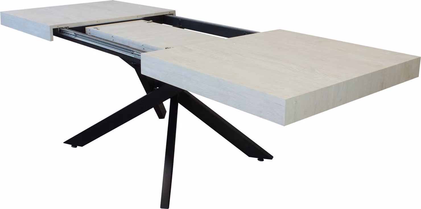 Milani Home - tavolo da pranzo allungabile 160-240 x 90 cm, bianco, piano in melaminico e base in metallo