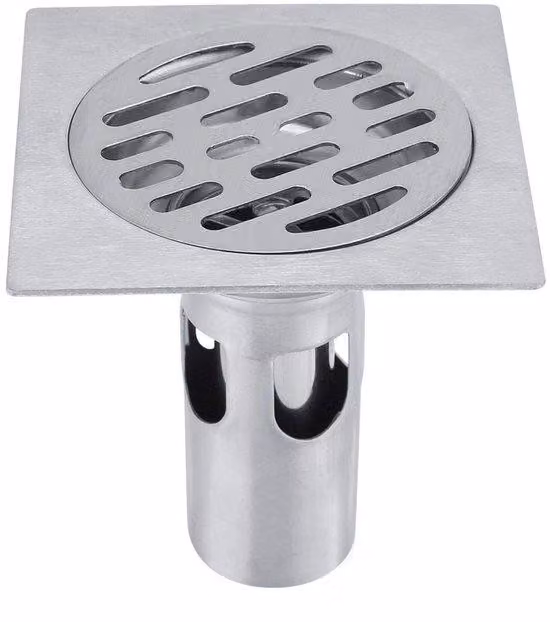 Scarico esterno in acciaio inossidabile - Griglia di scarico - Tubo di scarico esterno - Scarico per doccia - Tubo di scarico con griglia - Adatto per uso esterno (quadrato)