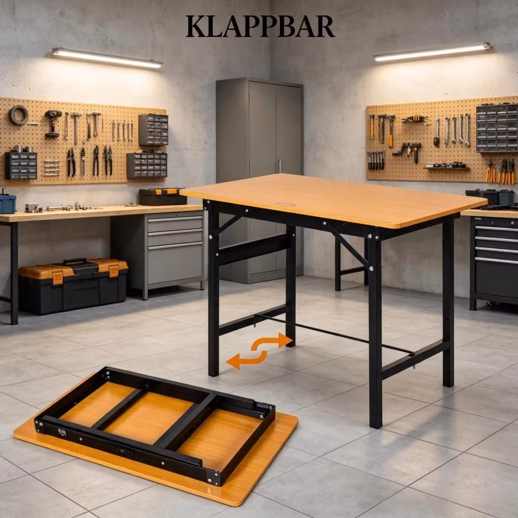 Tavolo da lavoro pieghevole REDOM in MDF e metallo, Nero/Giallo, L 100 x P 60 x H 75,5 cm – 2