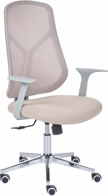 Sedia da ufficio Beliani beige in tessuto con stile moderno, base girevole a 360 gradi, braccioli e ruote, ideale per home office