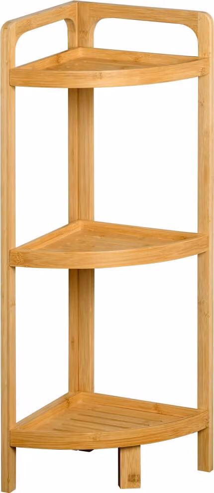 KESPER - Scaffale angolare in bambù, con 3 ripiani, salvaspazio, ideale per bagno, cucina o ingresso, dimensioni 23 x 23 cm, altezza 70 cm, colore naturale, modello 19439
