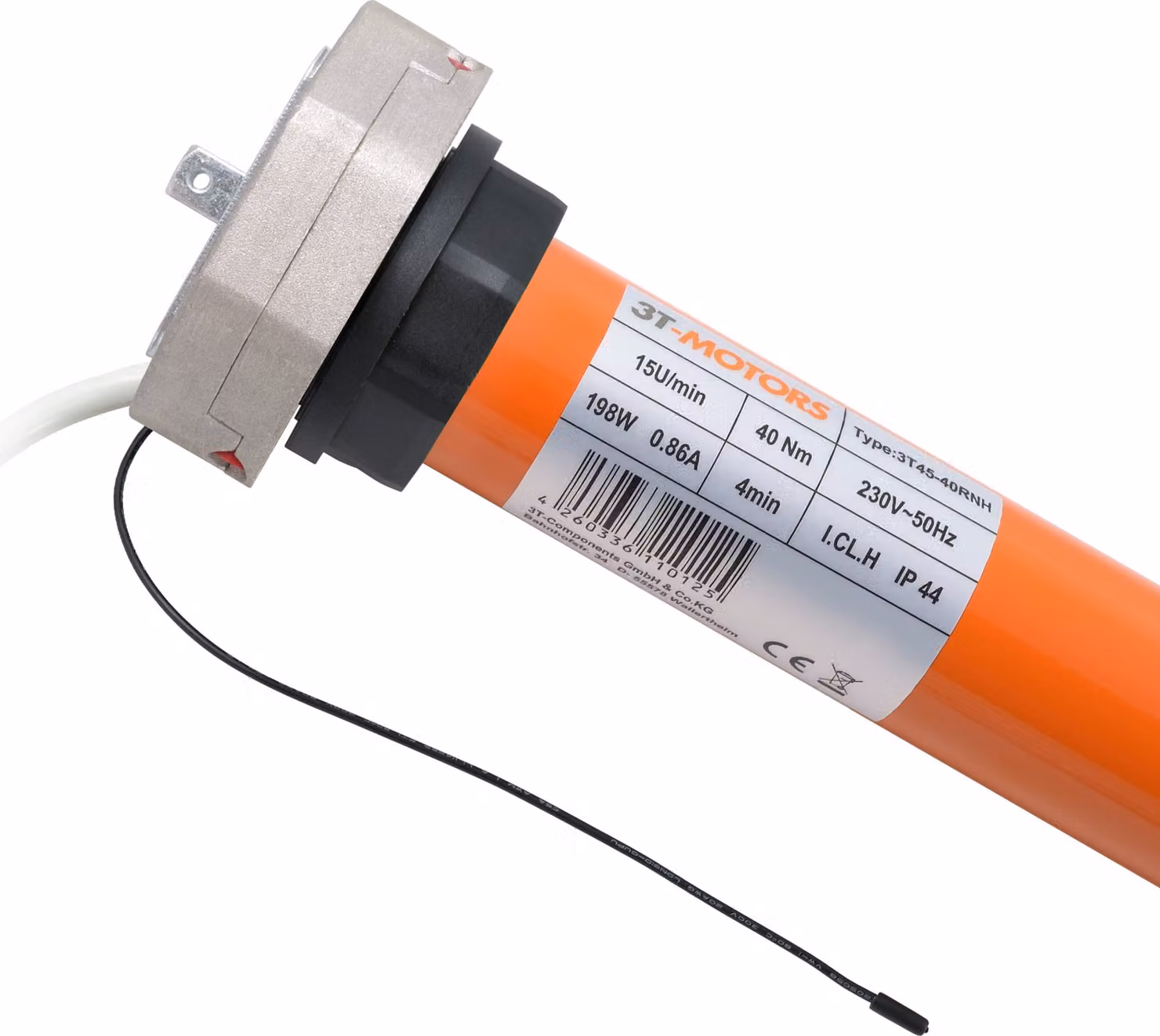 3T-MOTORS Motore per tapparelle radio con finecorsa meccanici 3T45-40RNH 40Nm SW60 con comando manuale di emergenza