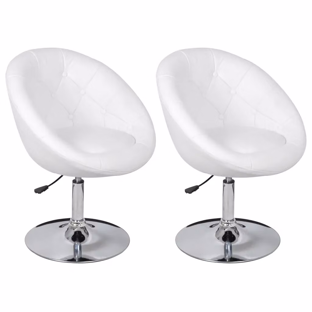 Set di 2 sgabelli da bar moderni vidaXL in similpelle bianca e metallo – 2