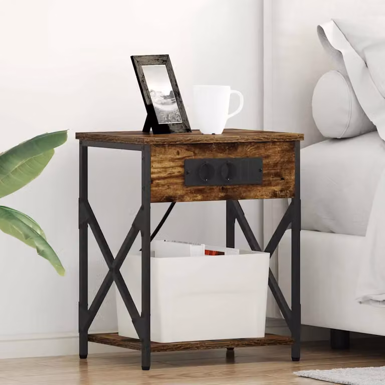 vidaXL Armadio da Notte in Rovere Fumé Marrone L 41 cm x P 31 cm x H 51 cm
