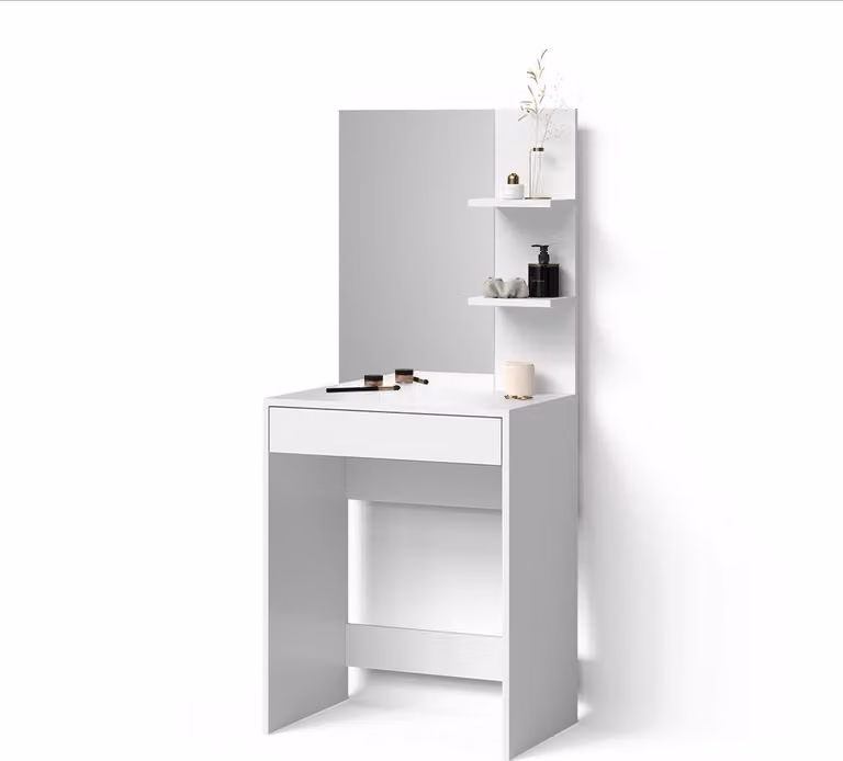 Tavolo da toeletta Livinity Nola Bianco 60 cm con specchio, Model 52341