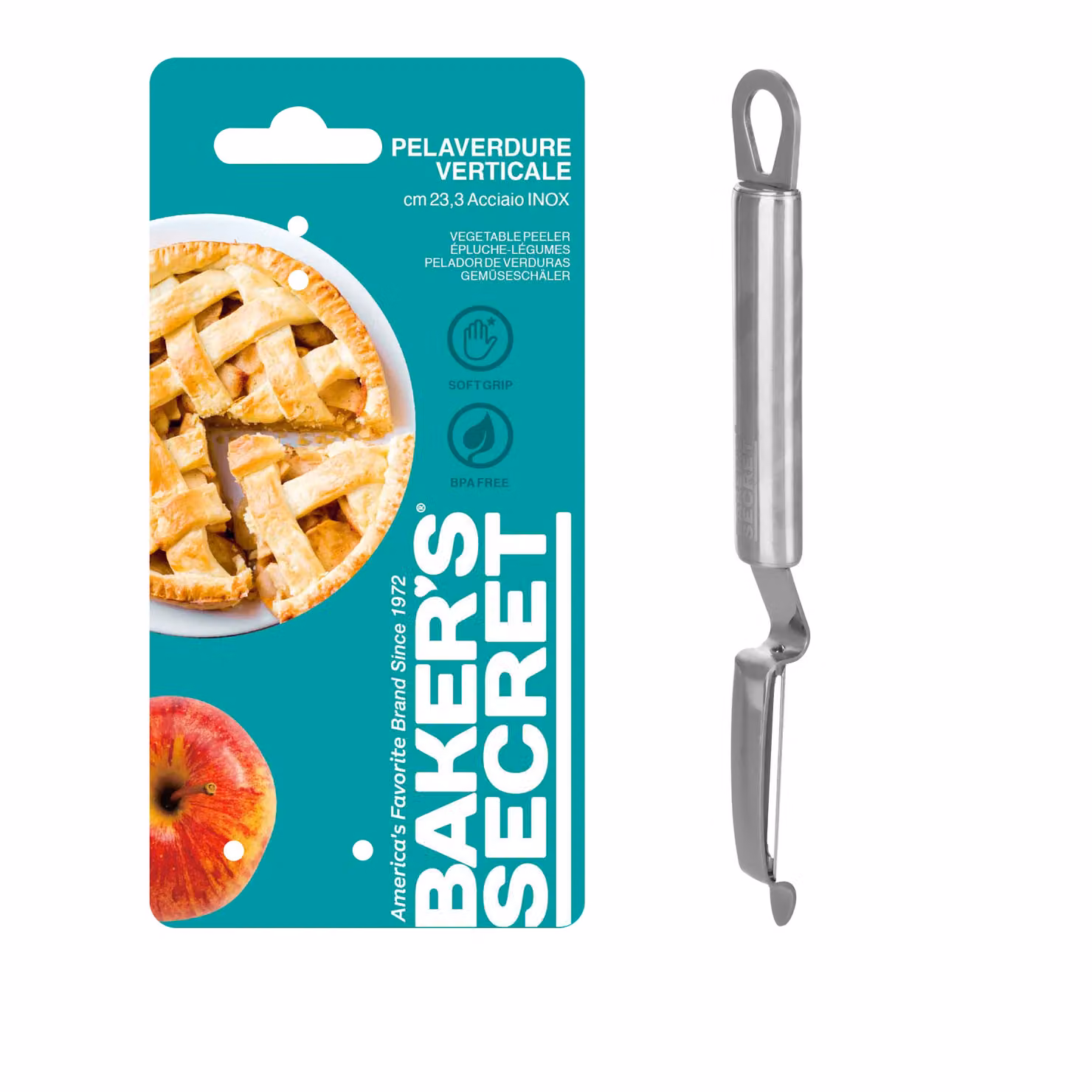 Pelaverdure Baker's Secret in acciaio inox color argento, lunghezza 23 cm – 2