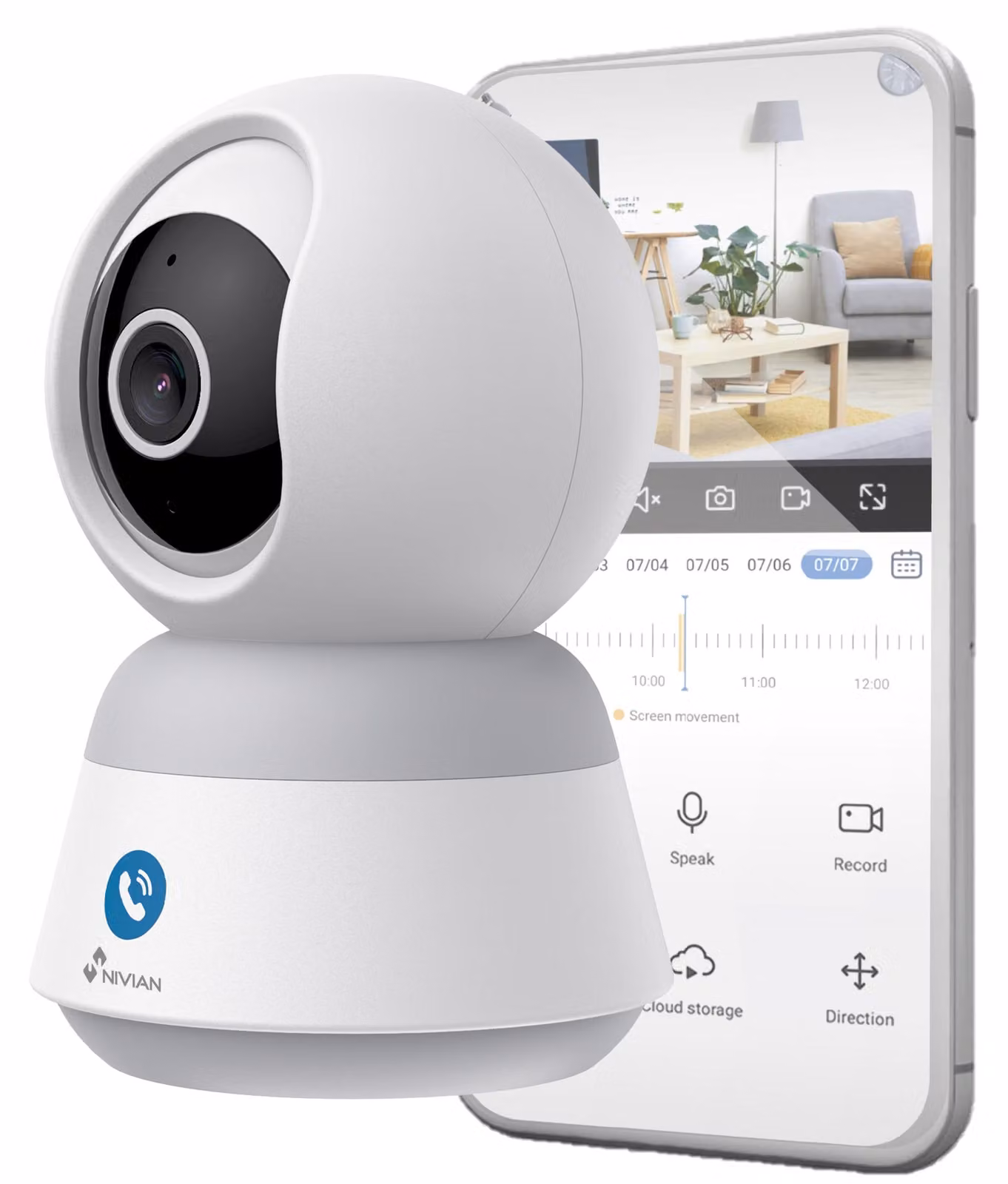 Telecamera di sicurezza per interni, con angolo di visione a 360 gradi, connessione Wi-Fi, risoluzione 4 MP, Super HD, con rilevamento umano