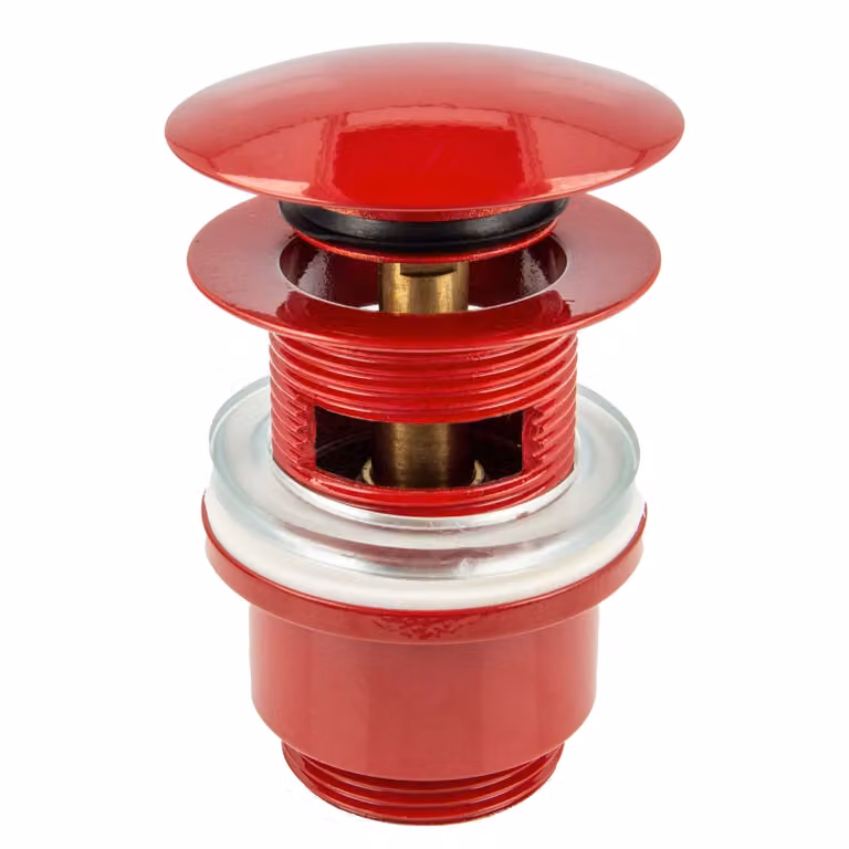 set di scarico pop-up tecuro rosso RAL 3003, 1 1/4 di pollice - per lavabi con troppopieno