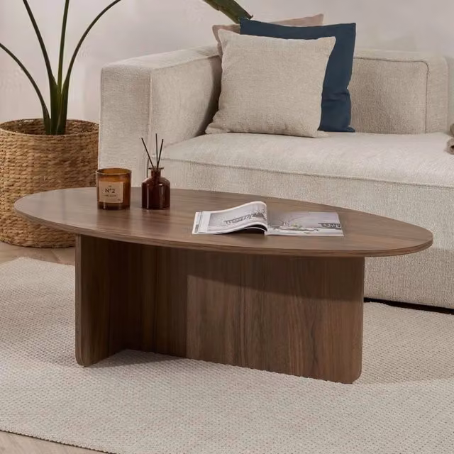DMORA Tavolino da Salotto Parona Ovale Marrone Noce L/P/H: 120 x 65 x 40 cm – 1