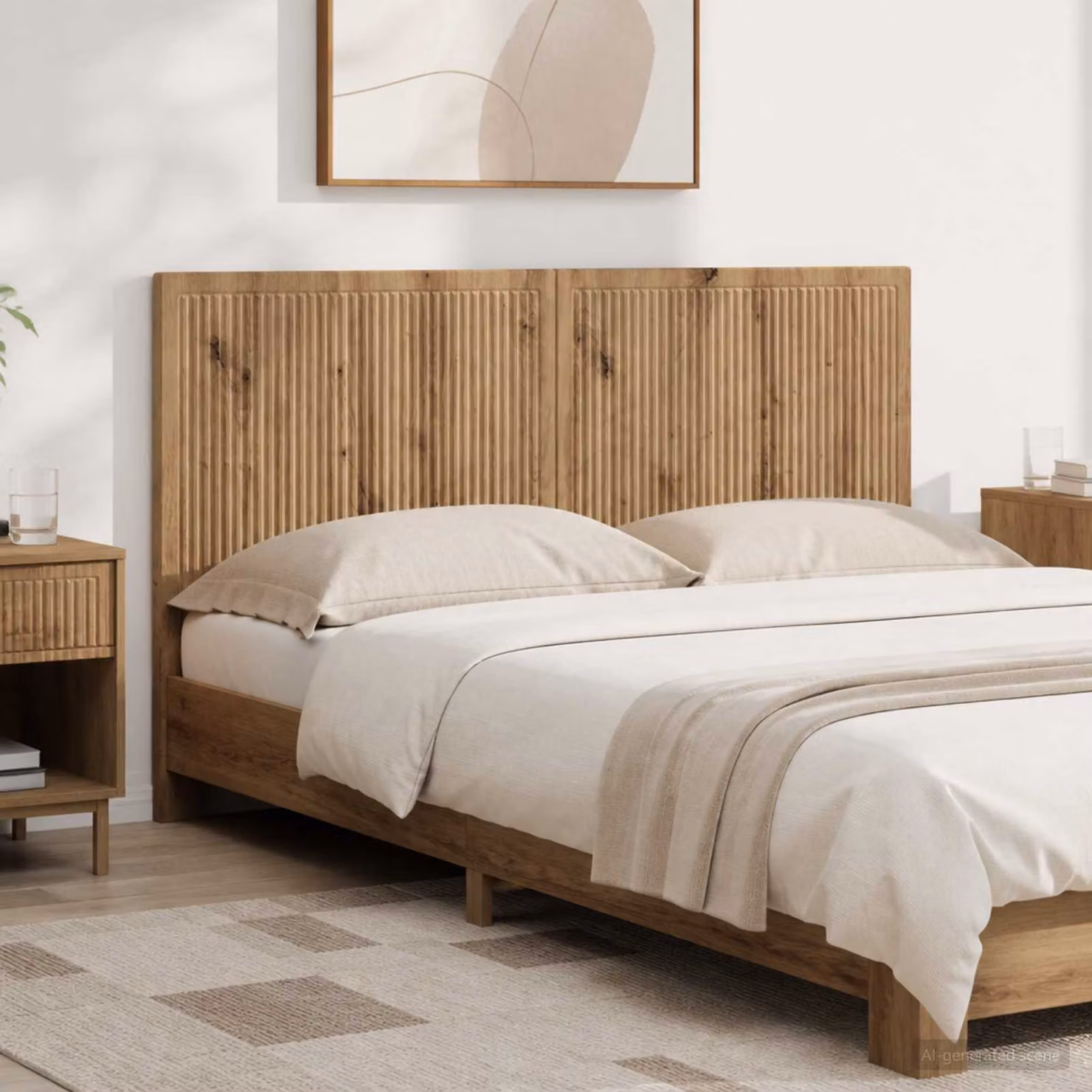 Testiera da muro vidaXL EDE in legno ingegnerizzato rovere, con mensola integrata, L: 120 cm, H: 50 cm, P: 10,25 cm