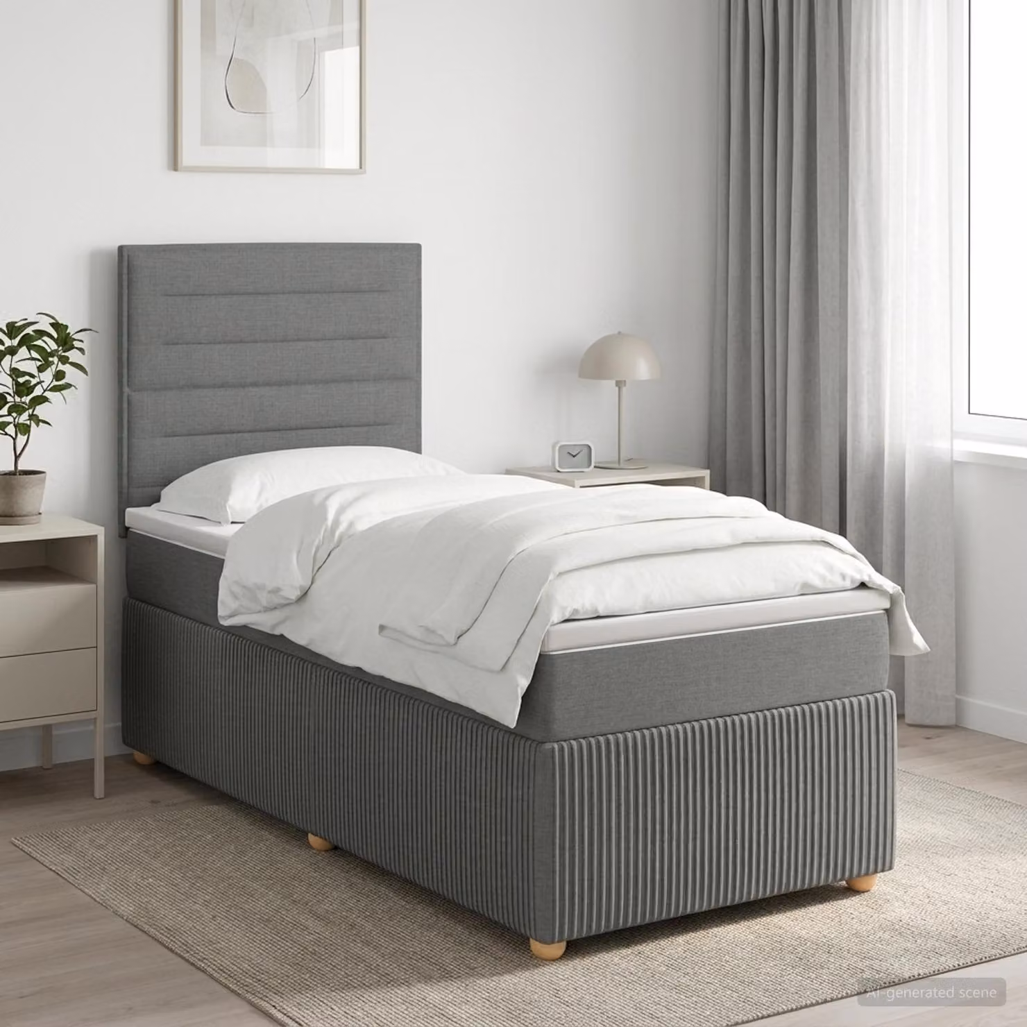 Letto Box Spring vidaXL con Materasso Ibrido e Illuminazione LED sotto il letto, Grigio e Bianco, L/P: 190 x 90 cm
