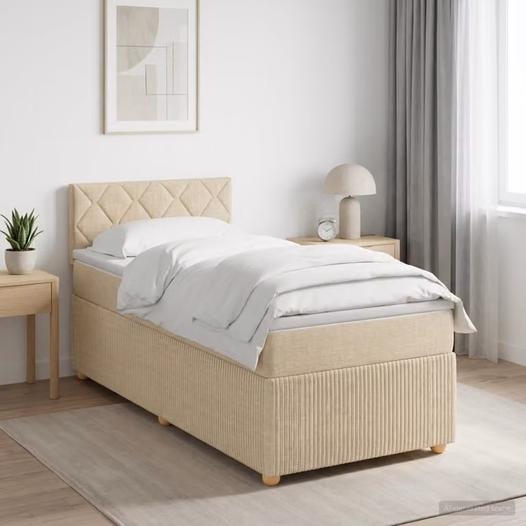 Maison Exclusive - Letto boxspring con materasso e testiera Crema 90 x 190 cm Tessuto