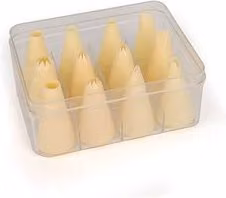 Set di 12 beccucci per sac a poche TRIX in silicone, colore beige