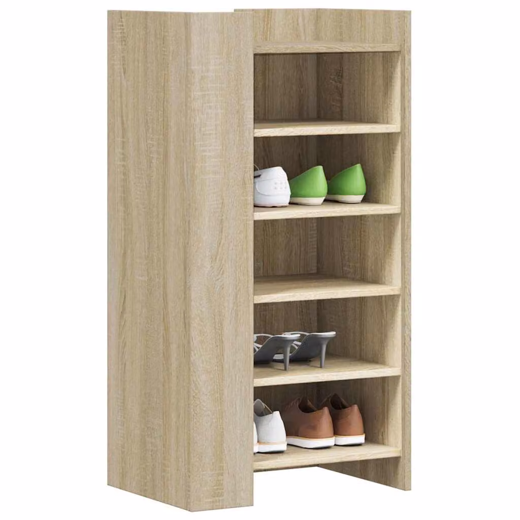 Scarpiera moderna vidaXL in legno color rovere con ante a battente e ripiani, L: 52 cm, P: 37,5 cm, H: 100 cm