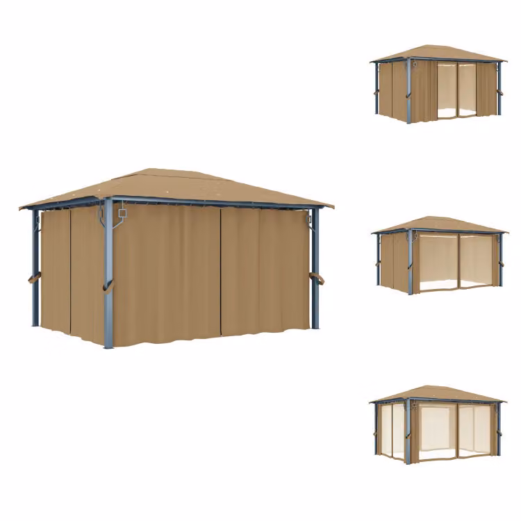 vidaXL Padiglione con tenda 400x300 cm Alluminio Taupe - Padiglioni e tende per feste