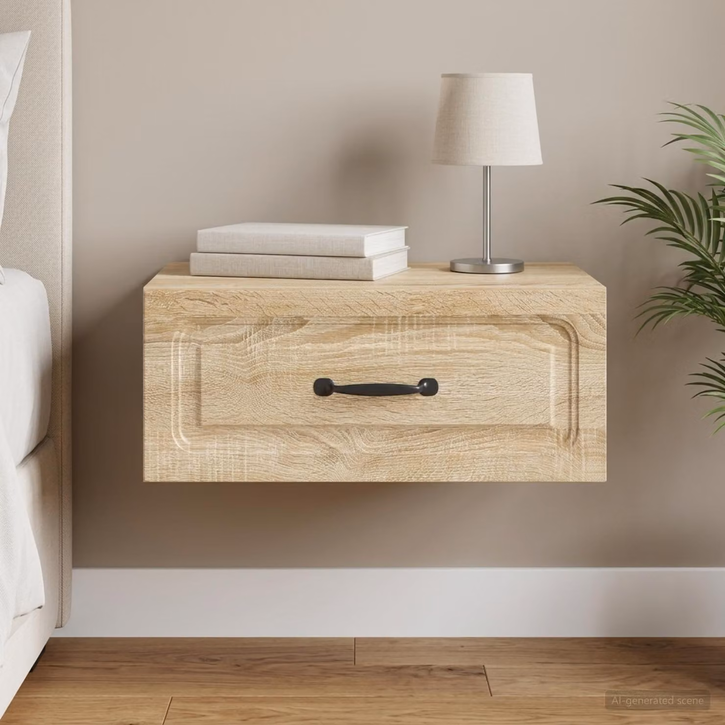 vidaXL Mobiletto da notte sospeso moderno Rovere Sonoma marrone L: 49 cm, P: 34,5 cm, H: 20 cm