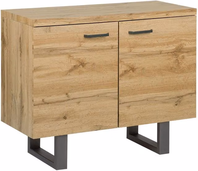 Madia credenza industriale BELIANI con 2 ante in legno marrone e base a slitta in metallo grigio per sala da pranzo