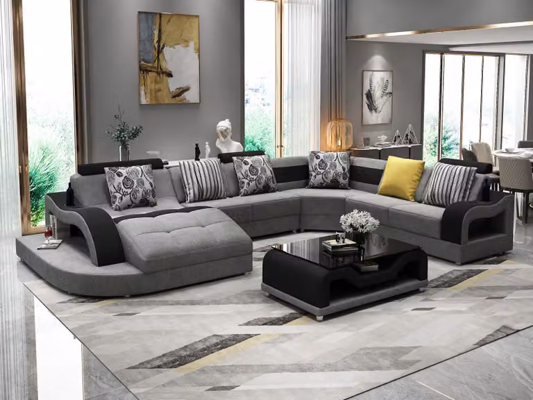 Ecksofa Sofa U-Form Couch Polster Designer Textil Big Stoffsofa Wohnlandschaft