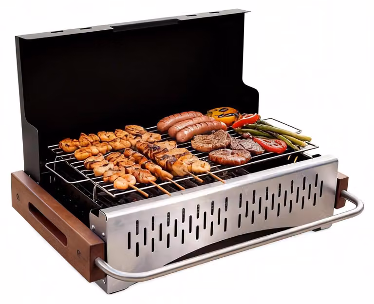 Barbecue a carbonella portatile - BBQ3/BBQ5 - Compatto - Per 1-4 persone - Per campeggio e picnic - Per giardino/uso esterno - Senza set di attrezzi
