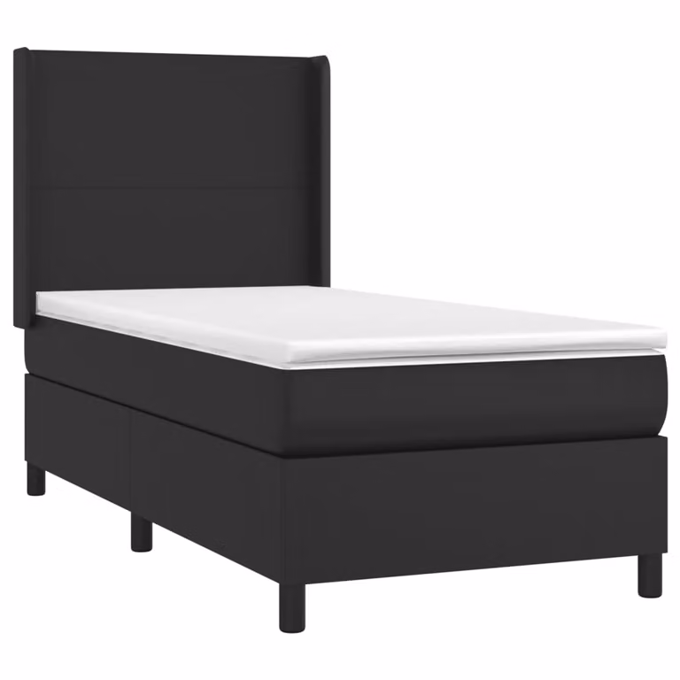 Giroletto a Molle con Materasso Nero 90x200 cm in Pelle finta