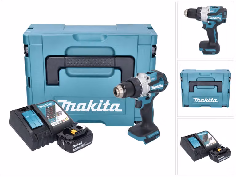 Makita DHP 489 RT1J trapano a percussione a batteria 18 V 73 Nm brushless + 1x batteria ricaricabile 5,0 Ah + caricabatterie + Makpac