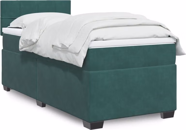 Maison Exclusive - Letto boxspring con materasso verde scuro 100x200 cm velluto