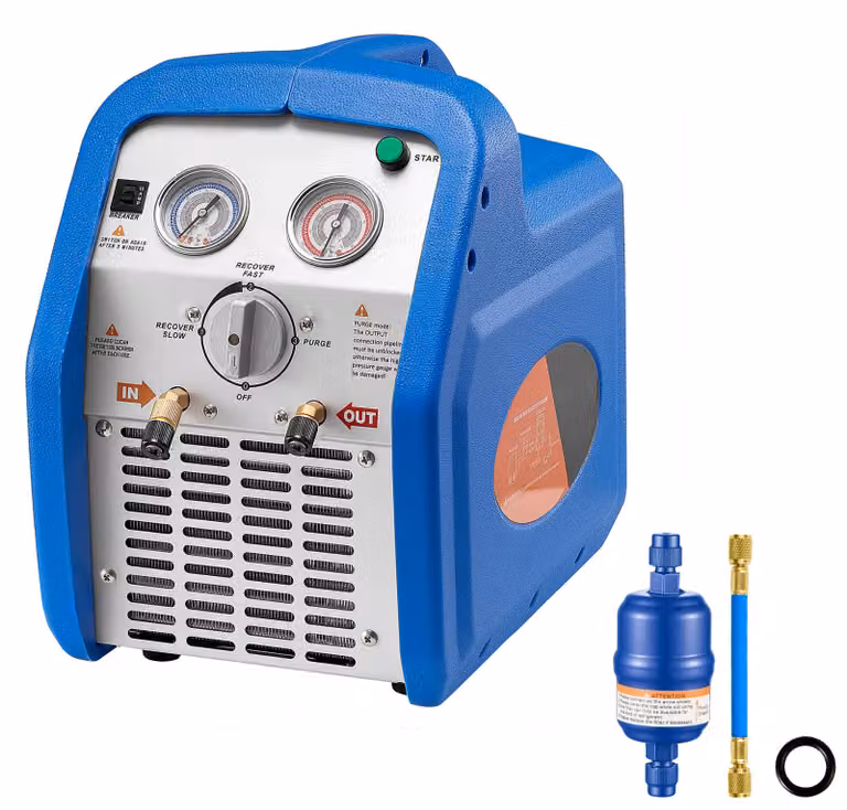 SucceBuy, dispositivo portatile per il recupero di refrigeranti, con doppio cilindro, 1 cavallo vapore, 1450 giri/min, adatto per refrigeranti liquidi e gassosi in sistemi di riscaldamento, ventilazione e condizionamento, impianti di climatizzazione per v