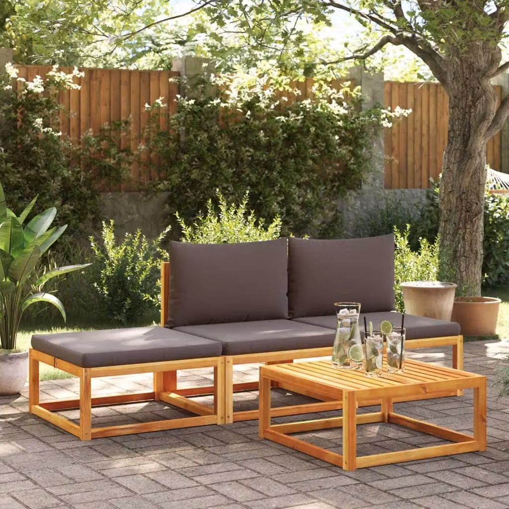 Maison Exclusive - Set divano da giardino 4 pezzi con cuscini in legno di acacia e rattan