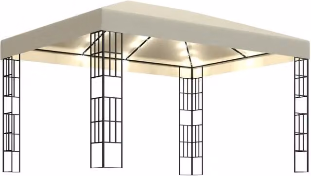 Gazebo | Pergolato con Stringa di Luci LED 3x4 m Crema