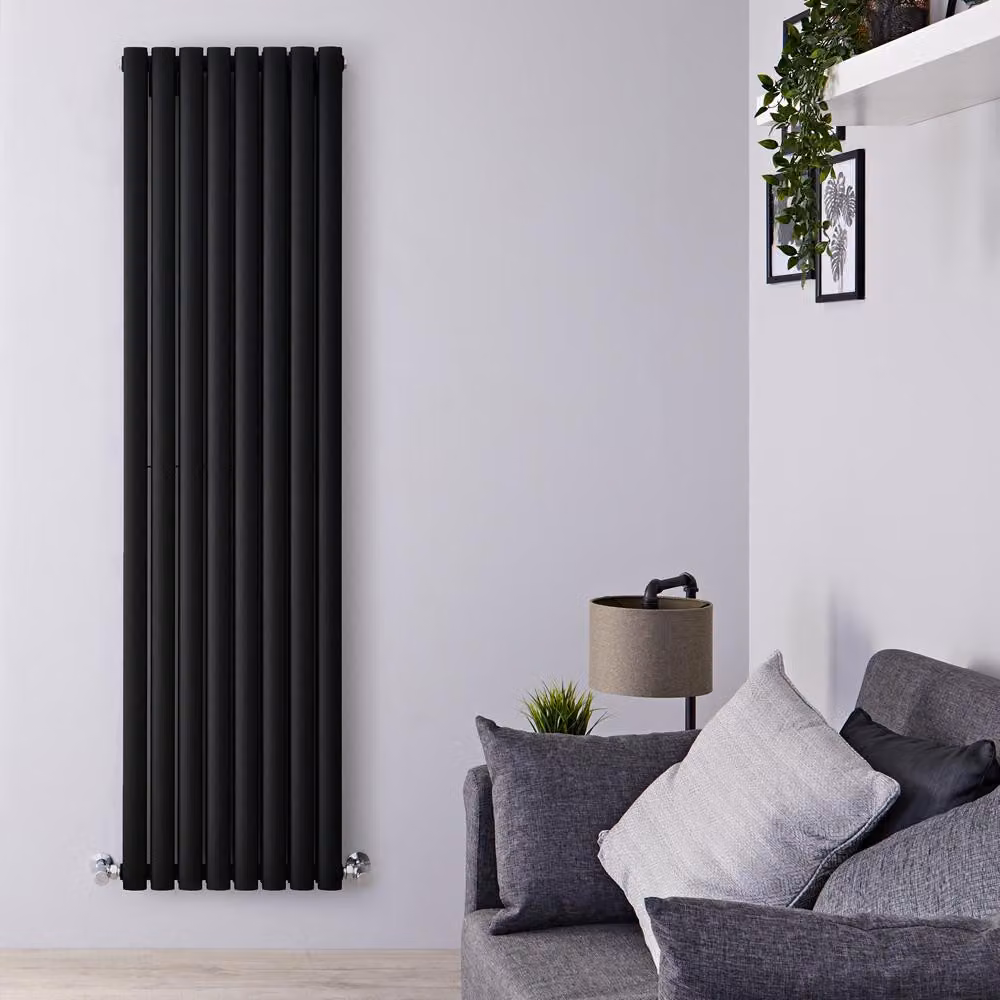 Radiatore Verticale Nero Opaco 1780x472mm 1465W - Alta Potenza - Design Moderno - Revive