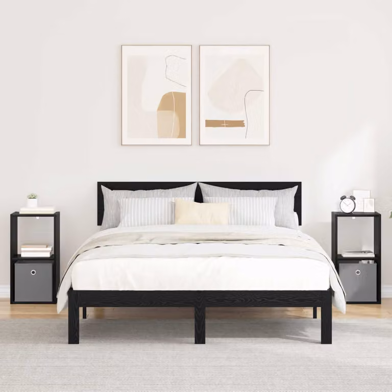 Set di 2 comodini moderni vidaXL in MDF colore nero opaco L: 30,5 cm, P: 27 cm, H: 59,5 cm