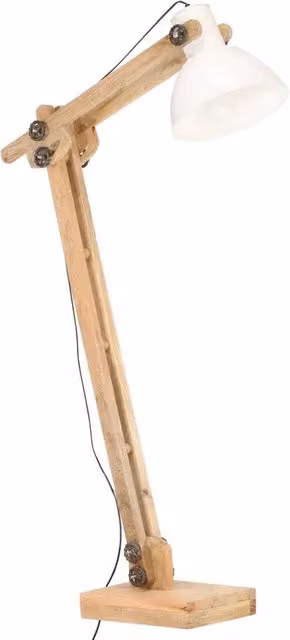 Lampada da Pavimento Regolabile vidaXL in Legno e Metallo, Colore Bianco e Marrone, E27, Altezza: 160 cm
