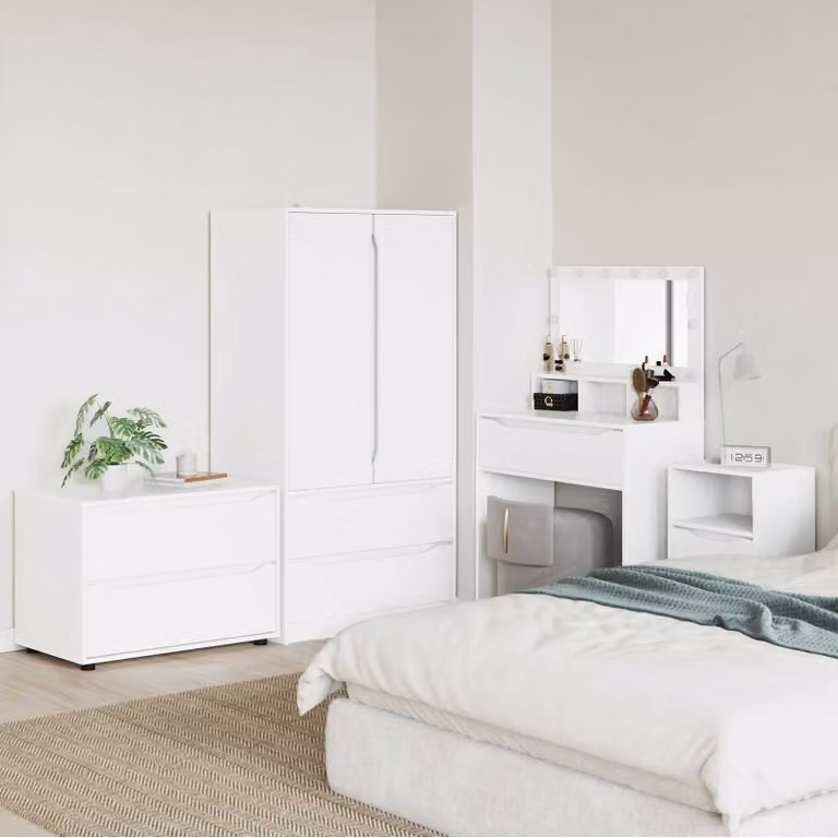 Armadio vidaXL in legno MDF bianco con ante a battente e cassetti interni L 80 x P 48 x H 57 cm