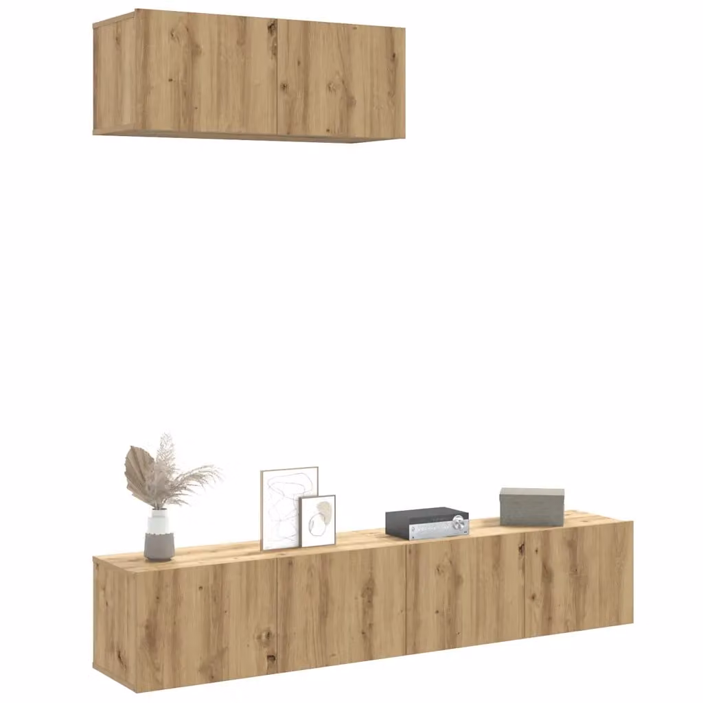 Set Mobile TV vidaXL in 3 pezzi Rovere, Montaggio a Parete per Soggiorno
