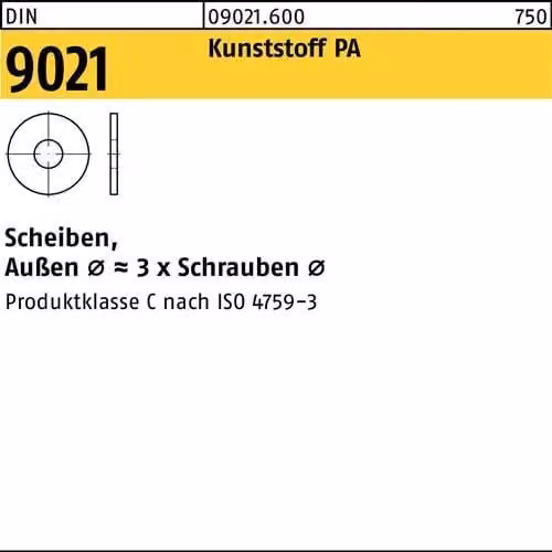 Reyher 9021 Rondella in poliammide 3,2 mm 3,2 x 9x0,8 mm (200 pezzi)