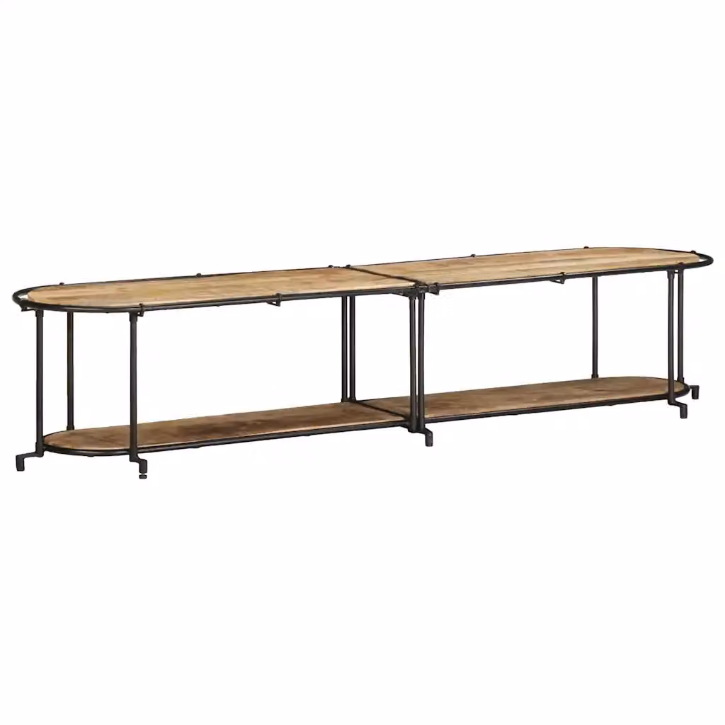 Mobile TV in legno di mango grezzo stile industrial L 200 cm x P 42 cm x H 40 cm – 2