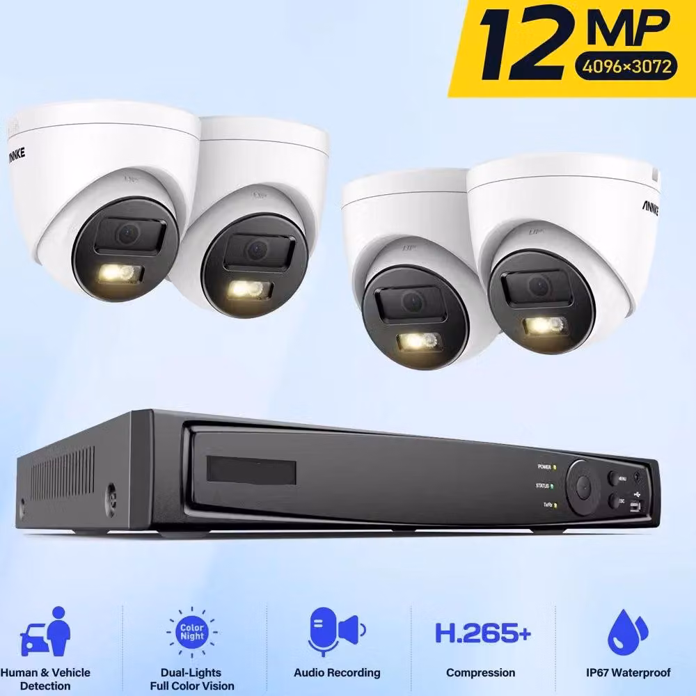 Kit di telecamere di sicurezza – Telecamera di sorveglianza – Telecamera di sicurezza – Sistema di videosorveglianza – Sistema di registrazione video in rete (NVR) – 12MP