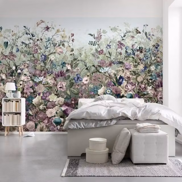 Fotomurale Komar Botanica con motivo floreale primaverile, Multicolore, L: 368 cm x H: 254 cm