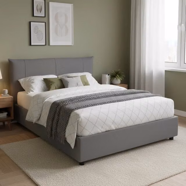 Letto Matrimoniale Akasha Talamo Italia Grigio con Contenitore a Sollevamento L/P/H: 160 x 200 x 175 cm – 1