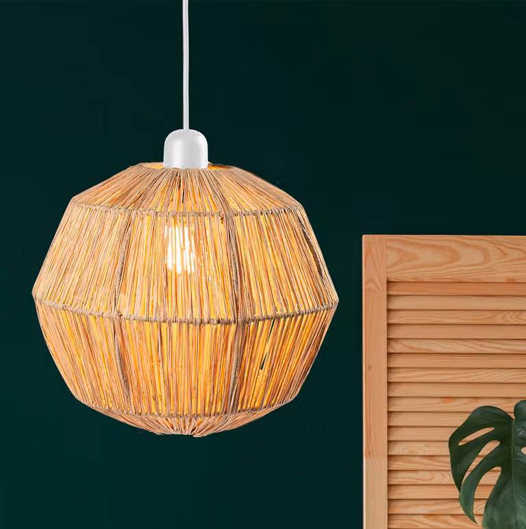 Lampada a sospensione bohémien Paralume in rafia Flora