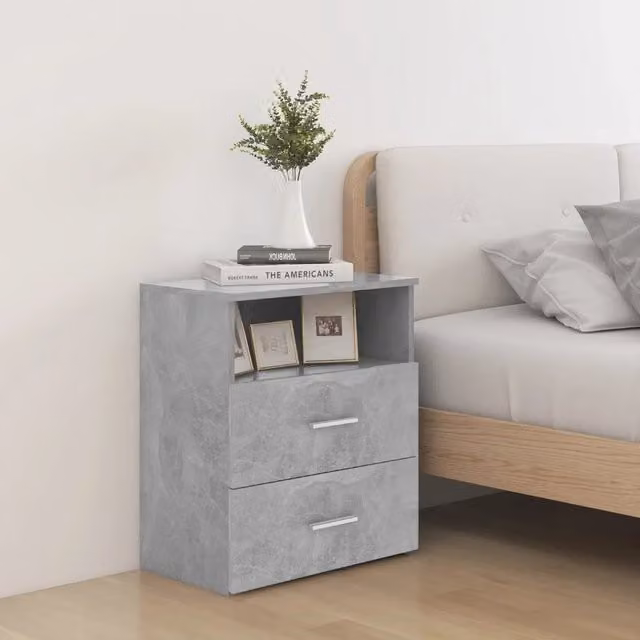 Set di 2 comodini moderni vidaXL in legno grigio opaco, sospesi a parete, L 50 cm x P 32 cm x H 60 cm