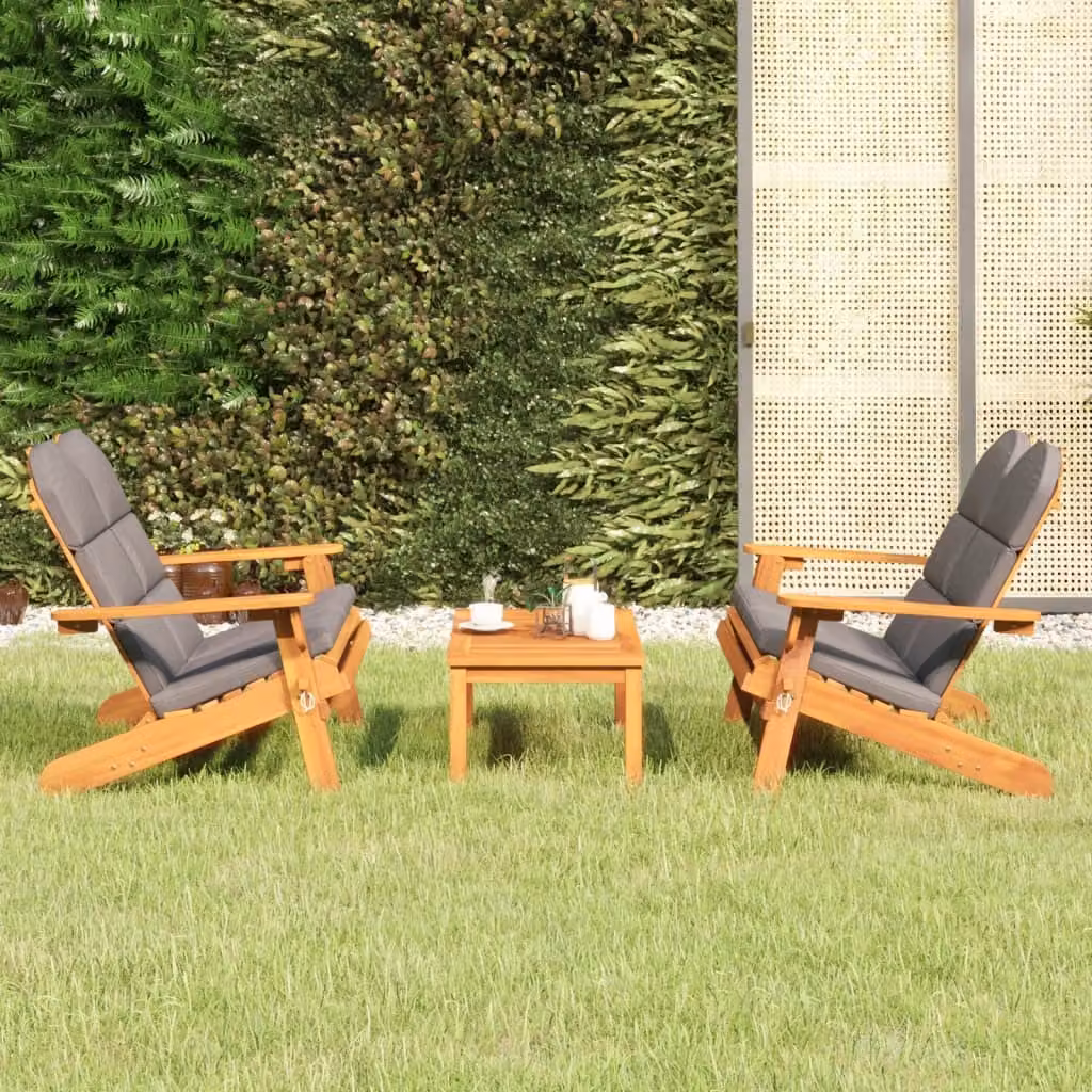 The Living Store Set di 3 pezzi da giardino Set salotto da giardino Adirondack in legno massiccio di acacia