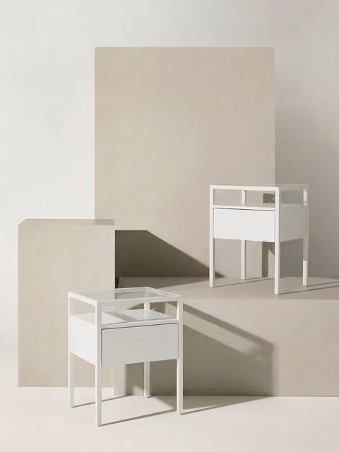 Set di 2 comodini Vita Kenay Home bianco opaco con 1 cassetto